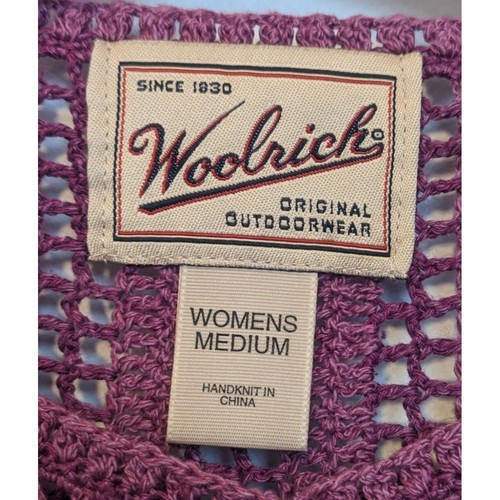 Woolrich Linen Blend Open Knit Short Sleeve Sweater Old Rose Women's Size Medium - Picture 4 of 8