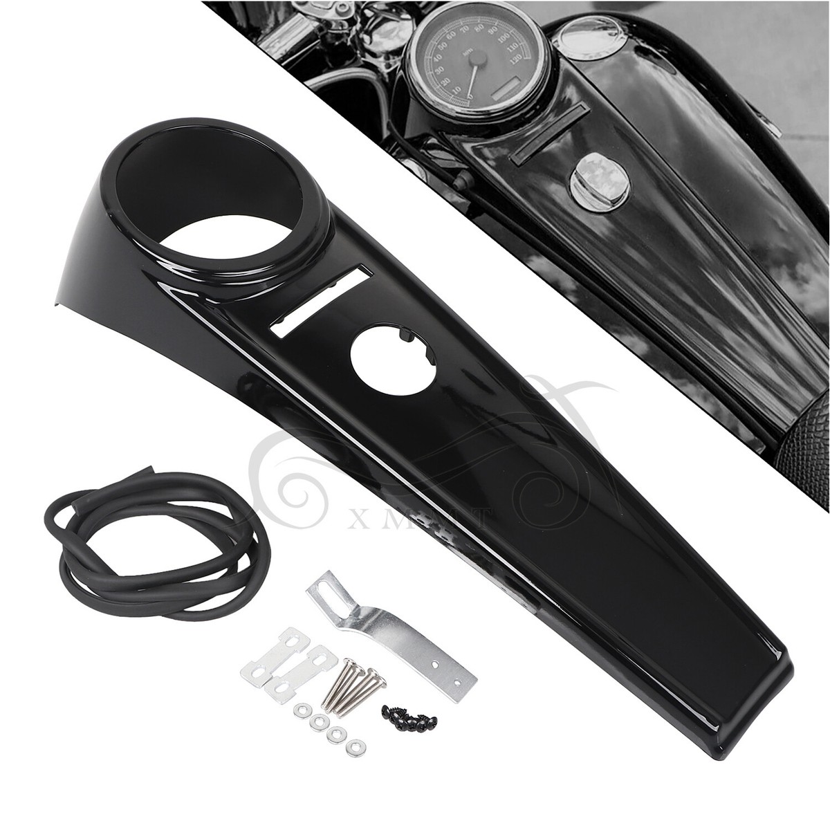 Vivid Black Dash Gas Fuel Tank Cover Panel For Harley Road King