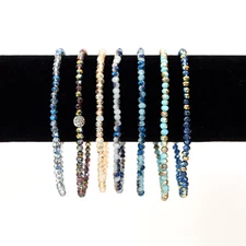 9 in Petite Multi-color Crystal Beads Stretch Ankle Bracelet 