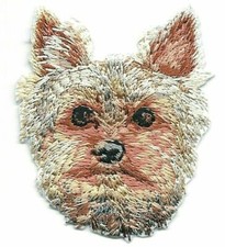 2" x 2 3/8" Tan Yorkshire Terrier Portrait Dog Breed Embroidery Patch