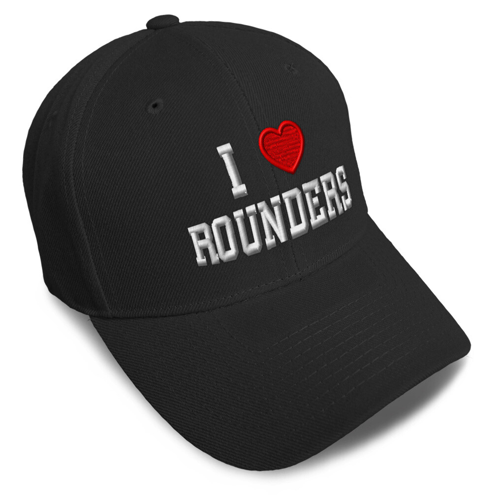 Baseball Cap I (Love) Rounders Red Heart Sports Lovers Dad Hats for Men & Women
