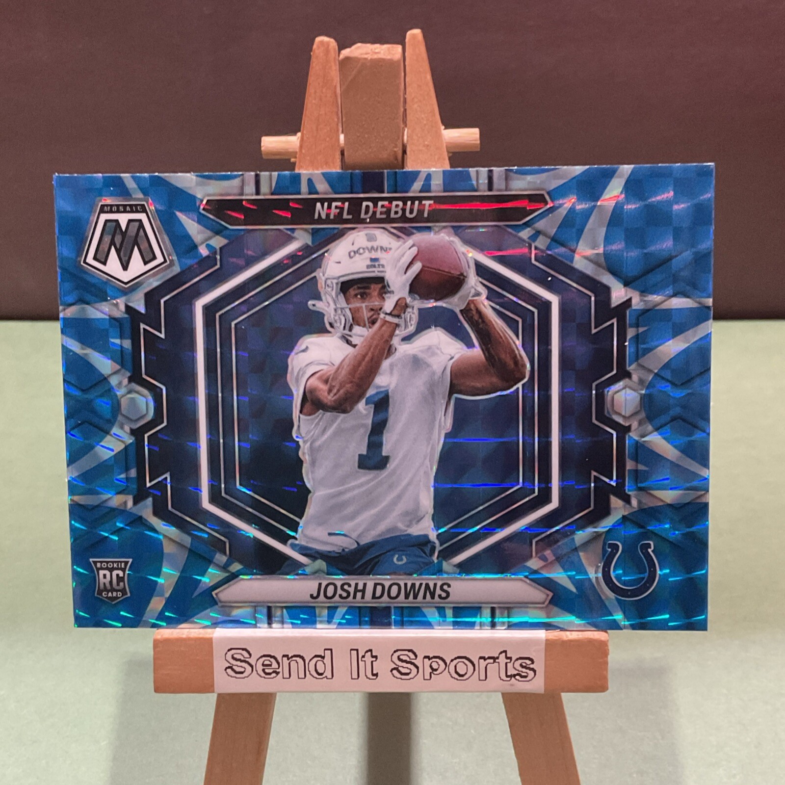 Josh Downs 2023 Panini Mosaic Reactive Blue NFL Debut Prizm RC  #ND-15