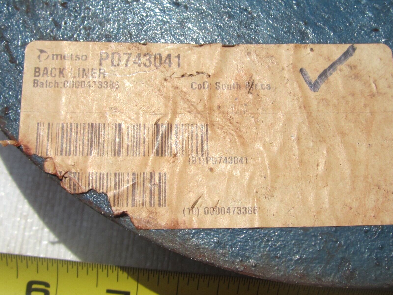 METSO PD743041 BACK LINER (NOS) | eBay 