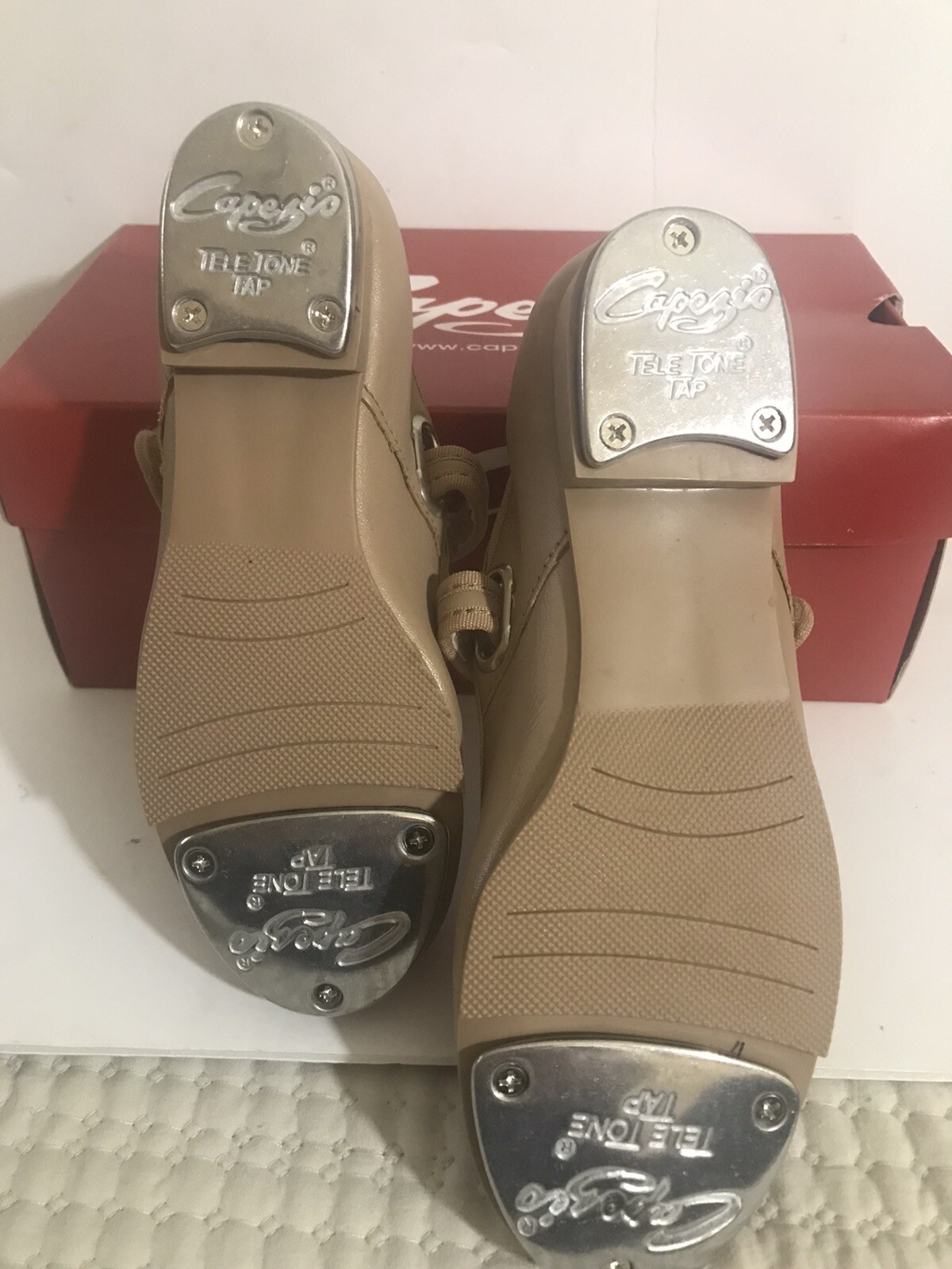 Capezio Mary Jane Tap Shoes Youth Size 13.5 Tan Teletone Taps NEW eBay