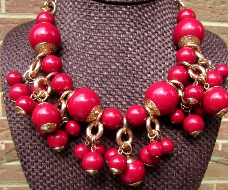 KENNETH J LANE KJL VINTAGE BEAUTIFUL RED BEADED G… - image 3