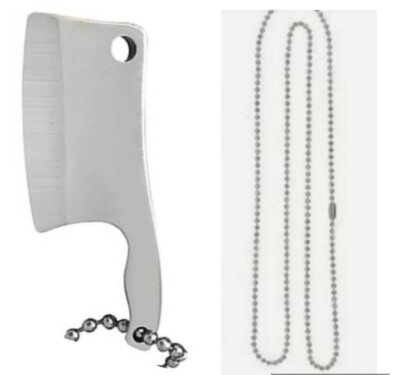 Mini Stainless Steel Knife Hatchet Cleaver Keychain Free Ball Chain Necklace 