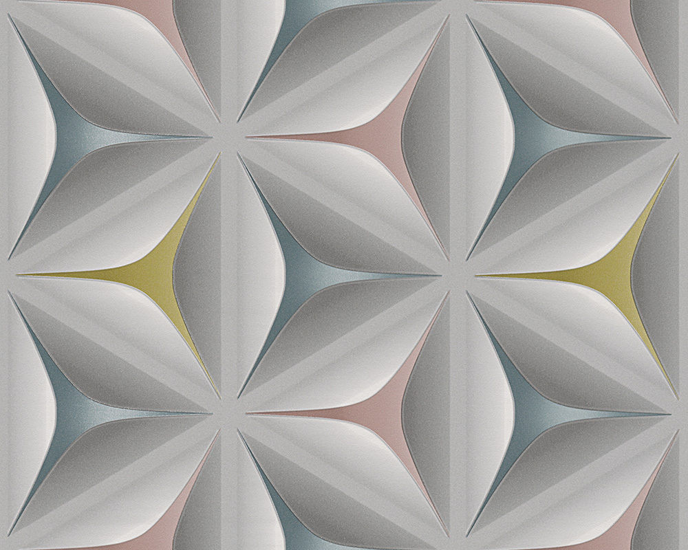 3D Geometric Wallpaper Retro Vintage Abstract Embossed Flower Grey Teal  Olive 4051315111925 | eBay