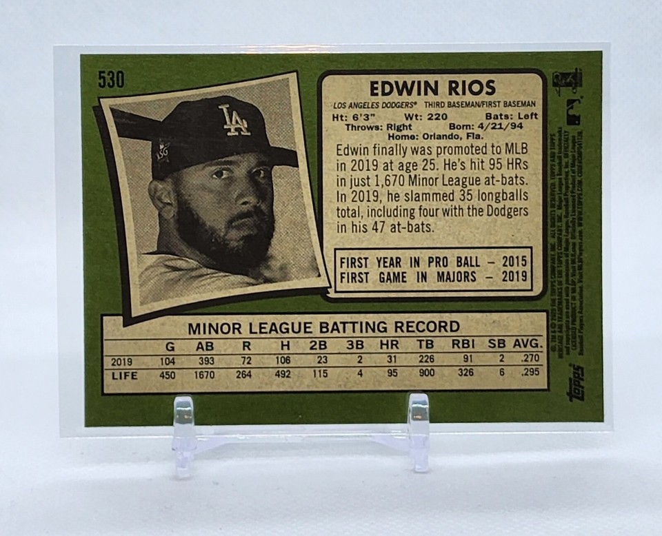 2020 Topps Heritage High Number EDWIN RIOS RC DODGERS #530 | eBay
