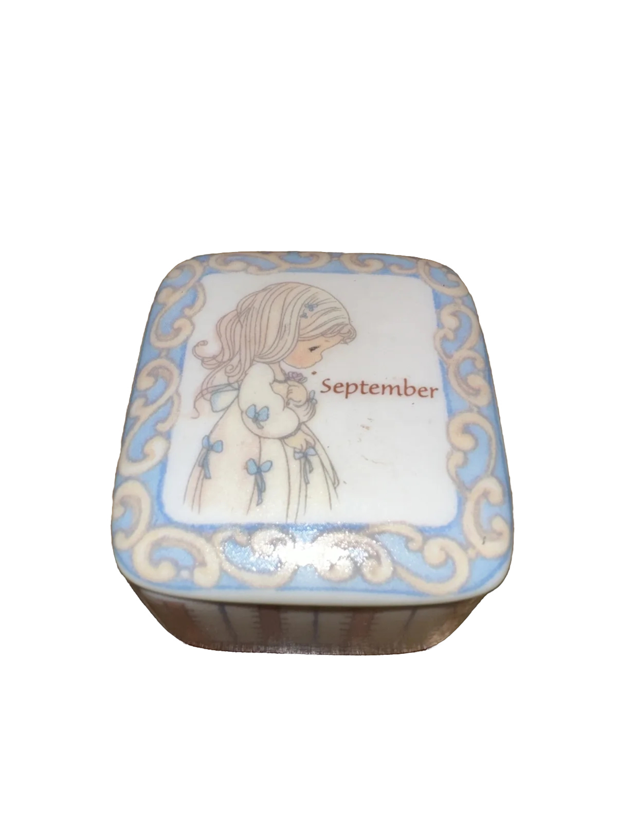 Vintage Precious Moments "September " Month Tiny Trinket Box