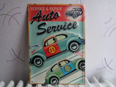 METALLPLATTE AUTO SERVICE KOCH 30 X 40 CM KEIN ALTES EMAILLIERTES PLATTE