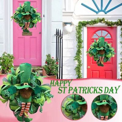 Gnomes Plush Doll Gonk Dwarf Decor Wreath Clovers St Patrick's Day
