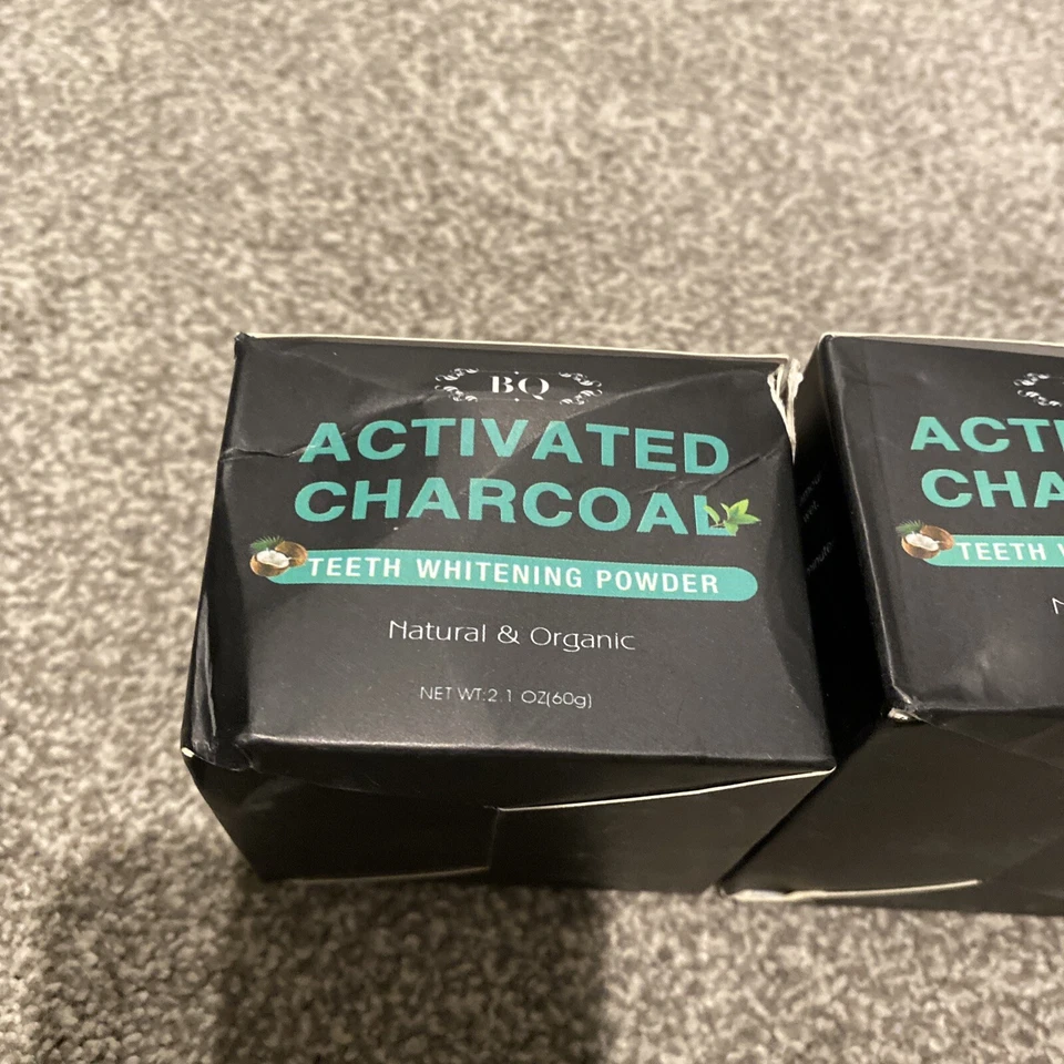 Polvo blanqueador de dientes de carbón activado BQ de 2 unidades de coco 100 % natural 2,1 oz Foto 2 de 4
