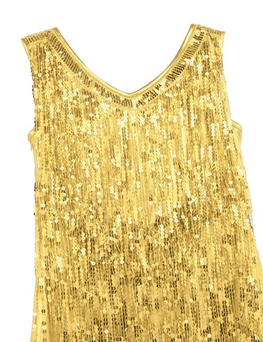 Damen Glänzende Tanzkleid Lateinkleid mit Pailletten Quasten Ärmellos Tanzkostüm - Picture 11 of 29