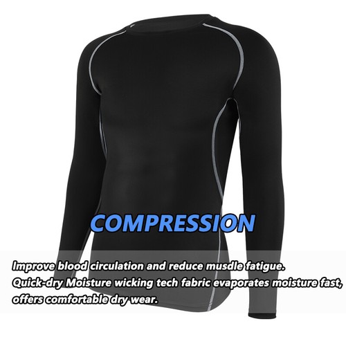 2PCS SET Mens Full Body Compression Base layer Top Skin Fit Shirt + Leggings Set - Picture 9 of 18