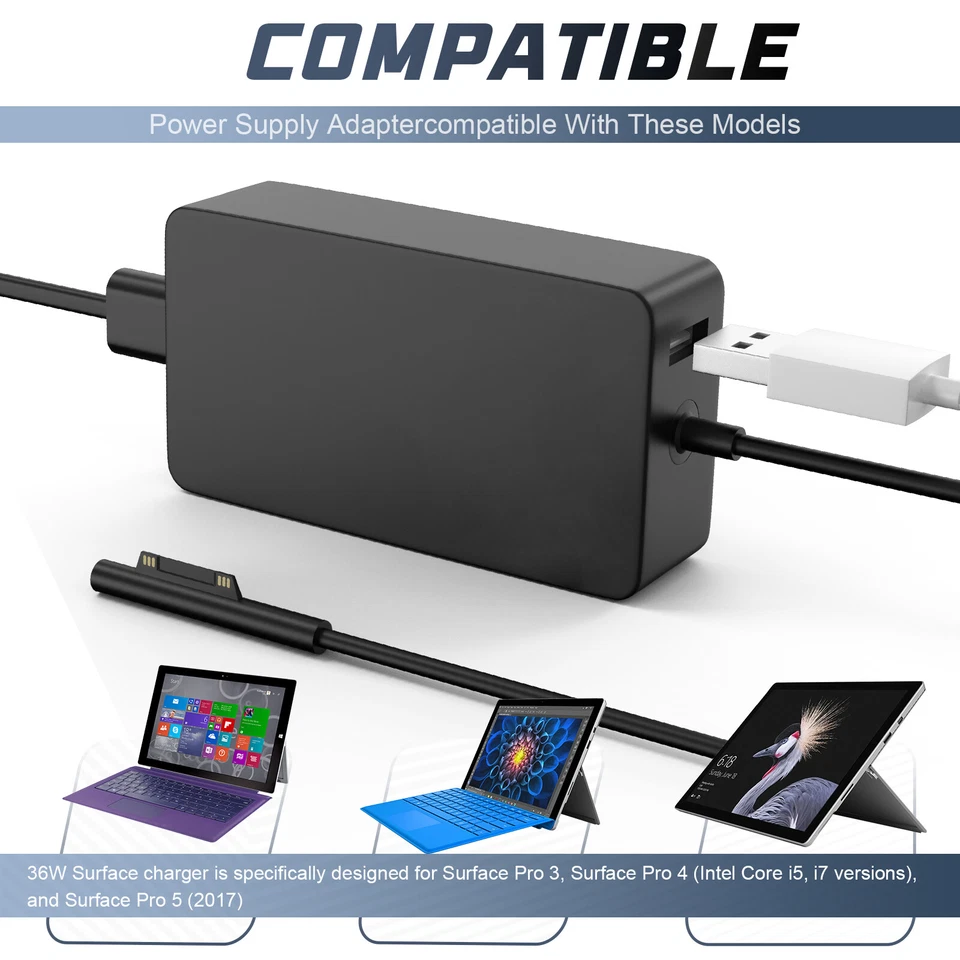 36W 12V 2.58A Netzteil Ladegerät für Microsoft Surface Pro 3 4 i5 i7 Pro 5 1625 - Bild 3 von 4