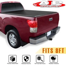 8 Ft / 96" Long Bed Soft Top Quad-Fold Tonneau Cover For 2007-2013 Toyota Tundra