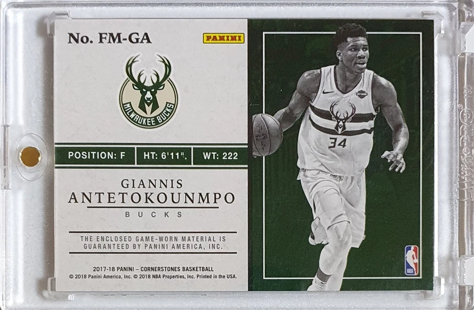2017 Cornerstones Giannis Antetokounmpo #PATCH PRIME /10 Game Worn Jersey - Rare - Image 4 of 4