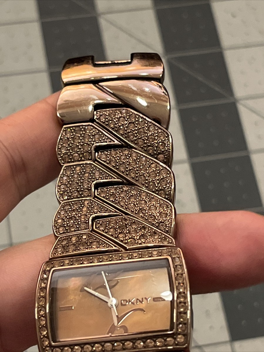 Wrist Watches Dkny Gold Bracelet Watch DKNY Ladies Crystal Collection Dress  Watch NY 4274