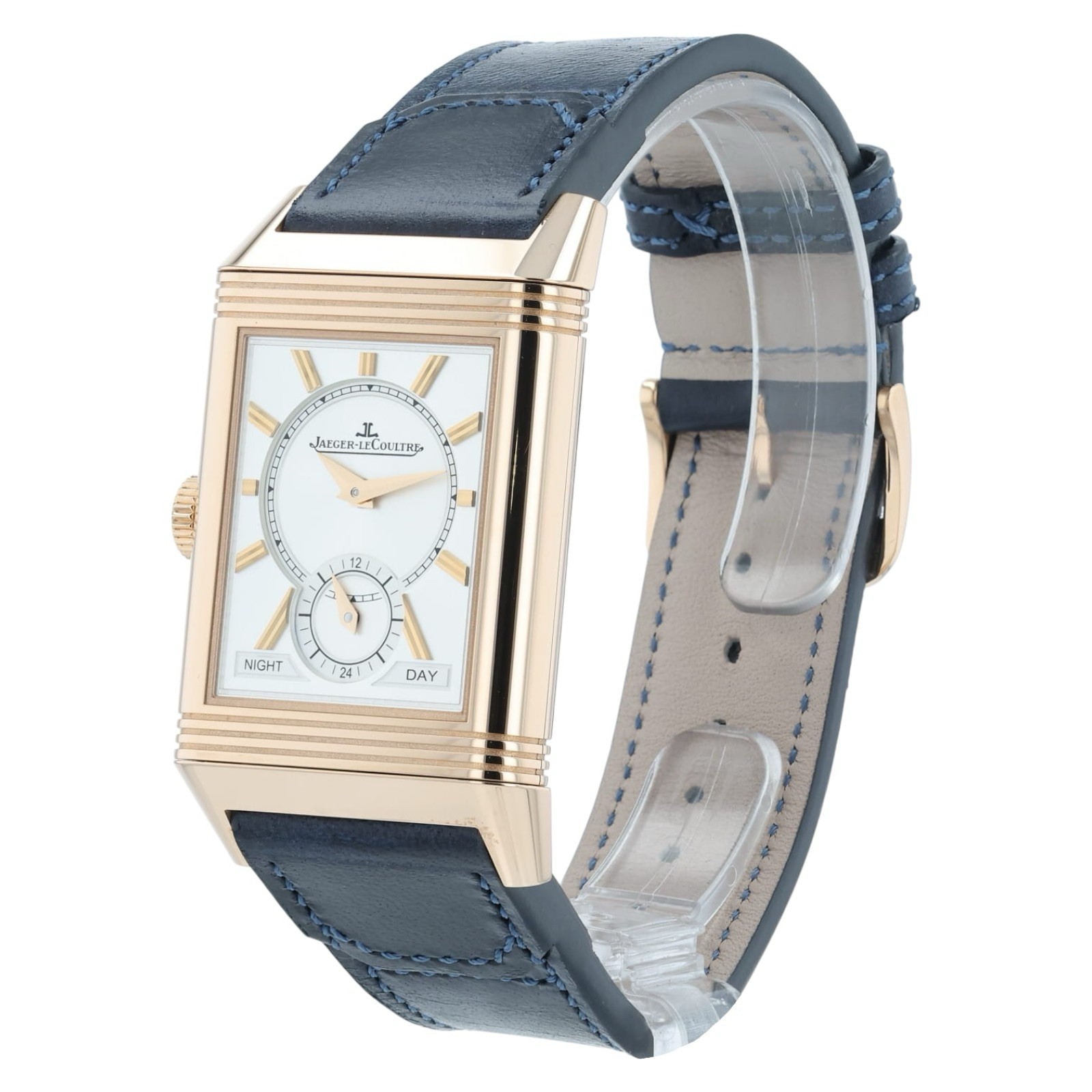JLC Reverso Duoface Silver & Blue Dial Steel 47x28mm Manual Wind Mens ...