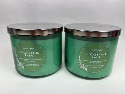 Lot of 2 Bath & Body Works Eucalyptus Rain 3 Wick Large Scented Candles