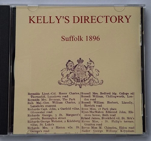 Kelly's Directory of Suffolk 1896 - Archive CD Books - high quality scan