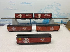 HO SANTA FE 40' & 50' SUPER SHOCK CONTROL 5 BOXCAR LOT ~ DBL & PLUG DR. ~ KD's