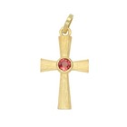 18k Cross Solid Yellow Gold Natural Red Sapphire Brilliant Color AAA — photo 2