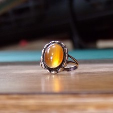Sterling Silver 925 Carnelian Ring size N 1/2