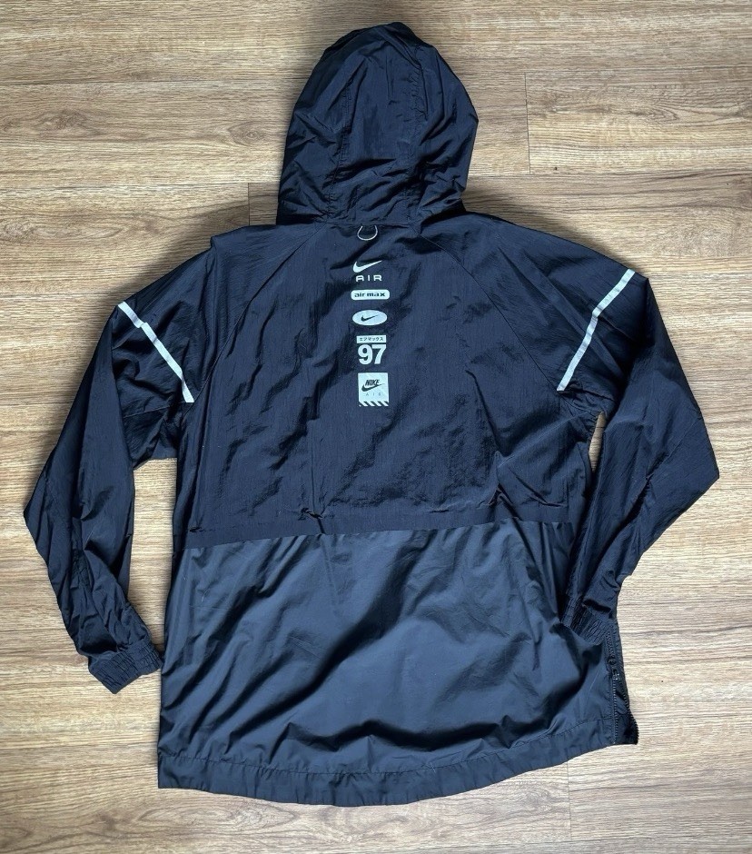 Nike Air Max 97 Windbreaker Jacket Mens Black Hooded Pullover Half