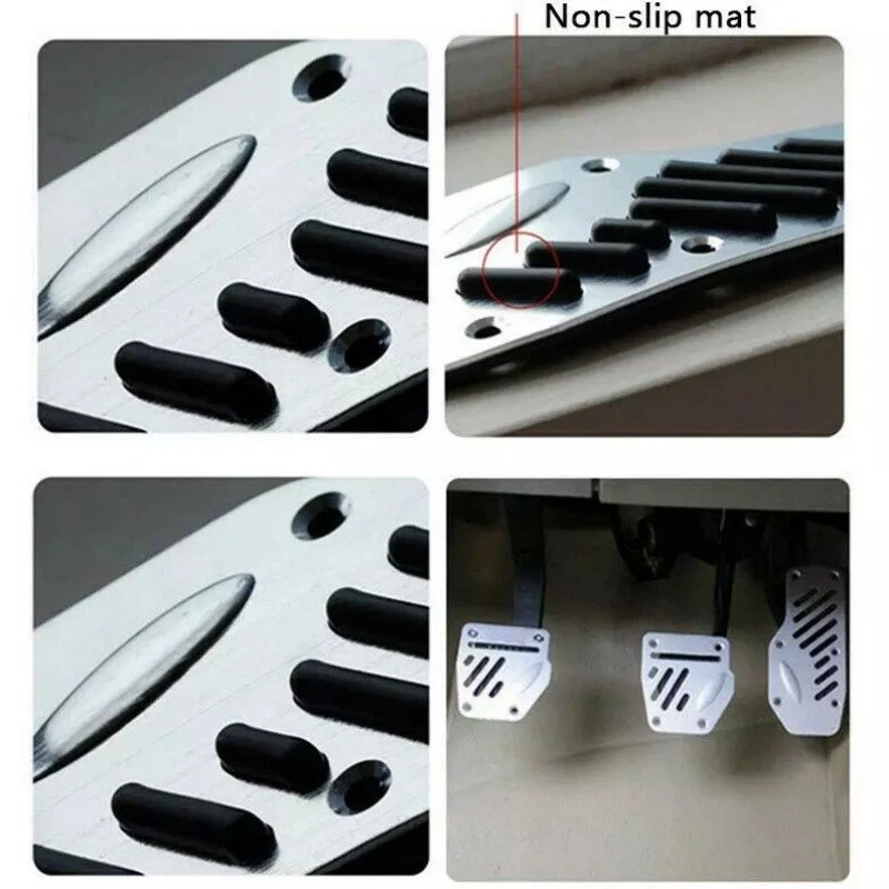 3 PIEZAS Aleación de Aluminio Coche Acelerador Pedal Pedales Pastilla Cubierta Ajuste Embrague de Freno Foto 4 de 4