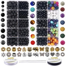 810Pcs Color Lava Rock Beads Stone Chakra Beads Spacer Beads Kit (4mm 6mm 8mm)