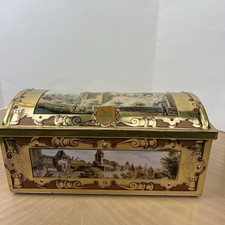 E Otto Schmidt Germany Nurnberg Lebkuchen Metal Cookie Biscuit Tin Box Domed Lid