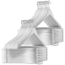 40 White Wooden Suit Hangers for Coats Jackets Shirts Skirts