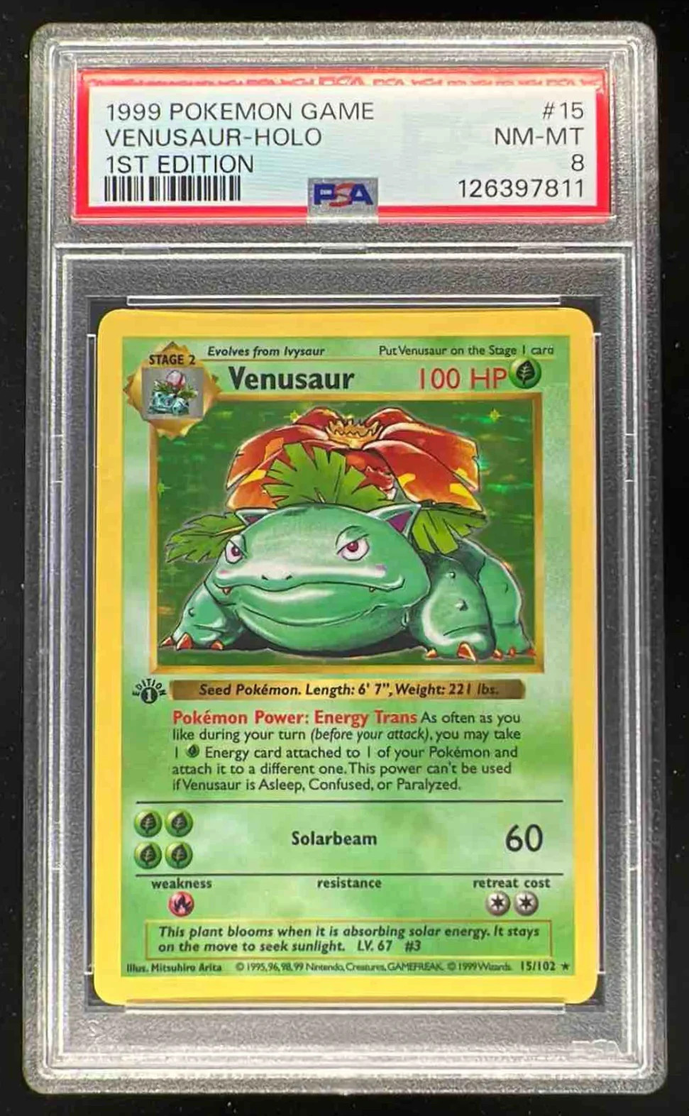 1999 Pokemon 1st Edition #15/102 Venusaur Holo PSA 8