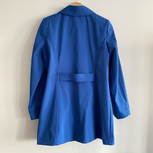 Dennis Basso Women's S Trench Coat Bright Royal Blue Animal Print Academia - Picture 7 of 10