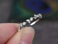 1 CTW Round Cut Moissanite Eternity Wedding Band Ring 14K White Gold Plated