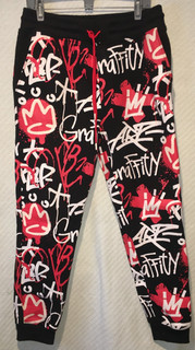 PANTALONES DEPORTIVOS HOMBRE TALLA GRANDE SWITCH NOTABLES NEGROS GRAFFITI CORDÓN 3 BOLSILLOS