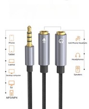 3.5mm Headphone Microphone 2-in-1 Adapter Cable Headset Laptop Conversion Cable