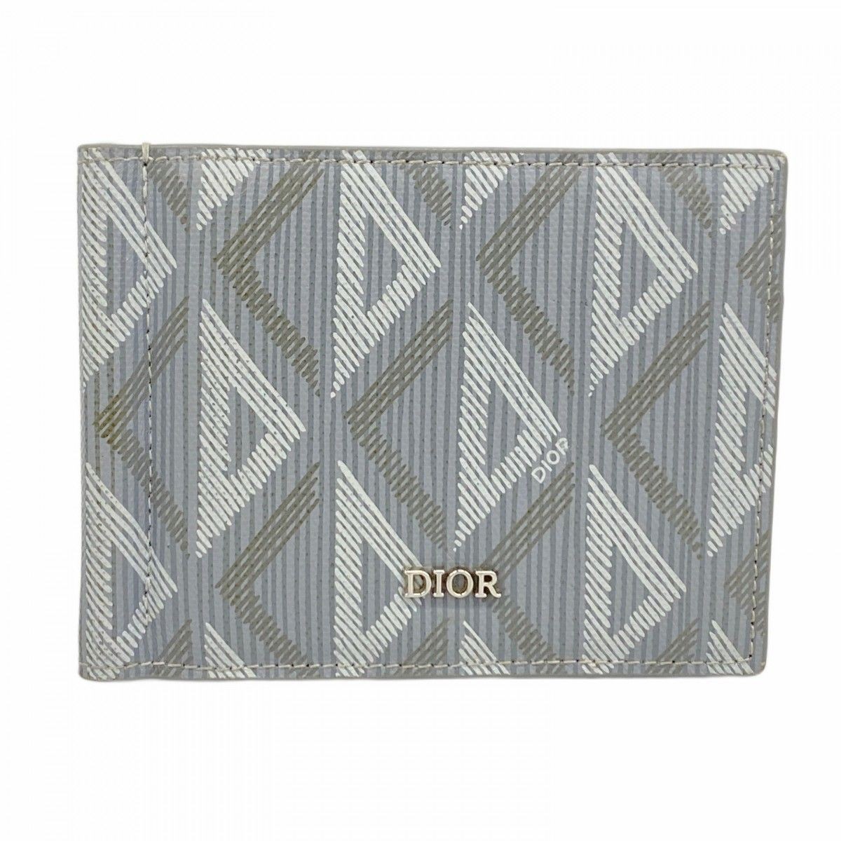 Dior CD Diamond Gray PVC Money Clip Wallet with Silver Hardware-image
