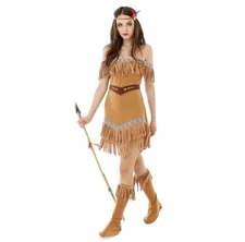 Hide Huntress Halloween Costume Native American Indian Full Outfit Size Small
