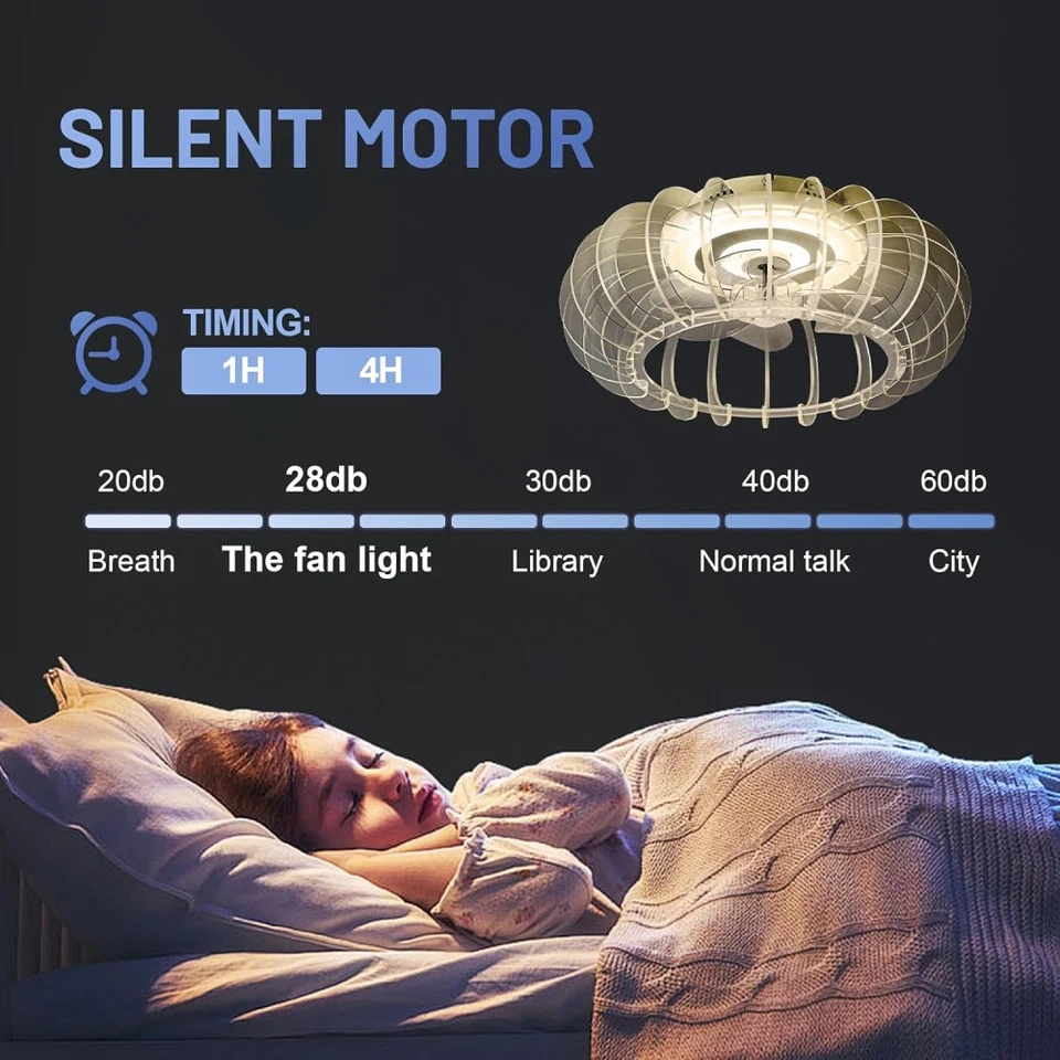 21 in Low Profile Bladeless Ceiling Fan Remote 6 Wind Speeds Reversible - Image 3 of 4