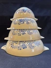 4 Vintage Pyrex Homestead Cinderella Mixing Bowl Set 444, 443, 442, 441 Pristine