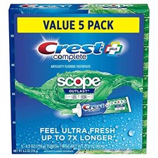 Crest Complete + Scope Outlast Ultra Toothpaste (6.3 oz., 5 pk.) 0.78 per gallon