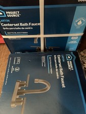 Project Source Larton Matte Black 4" in. Centerset Bathroom Sink Faucet 2-Handle