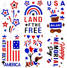 6 Pcs Patriotic Window Gel Clings,4th of July...