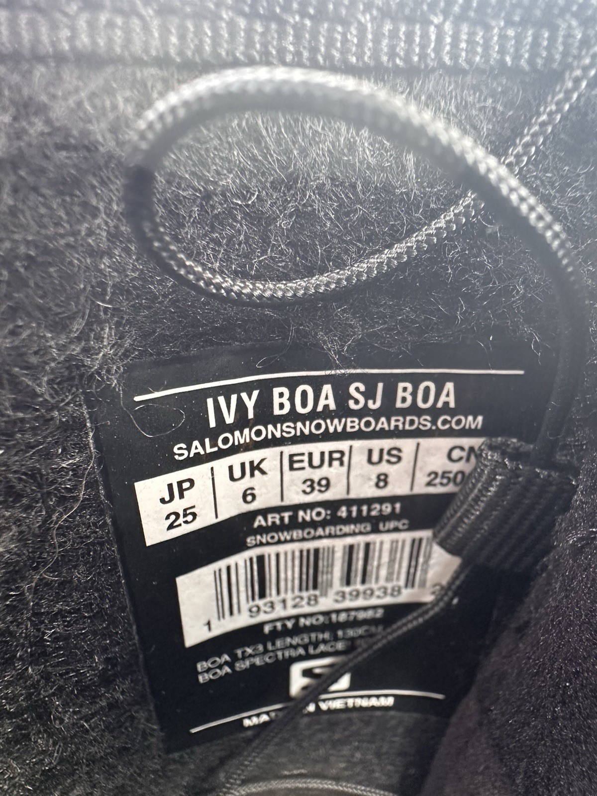 Stivali da snowboard Salomon Ivy Boa SJ oliva notte taglia 8 nuovi