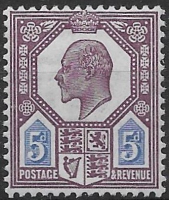GB 1911 King Edward VII 5d Schieferlila und Übersee SG293 MLH*