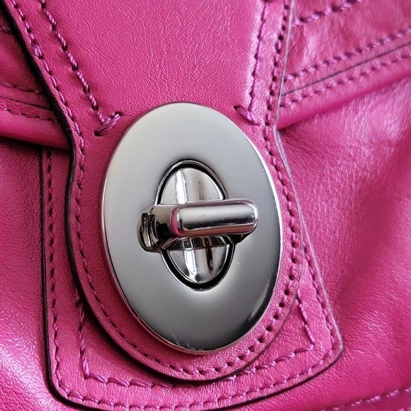 Bolso Cartera Coach F25148 Francine Cuero Rosa Fucsia Cúpula Y2K Foto 3 de 4