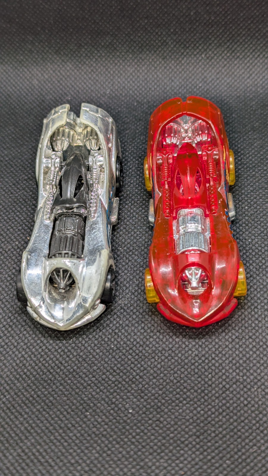 Hot Wheels 2004 & 2020 Power Rocket Chrome & Transparent Red