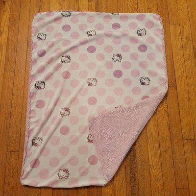 Hello Kitty Polka Dot Baby Blanket Pink Reversible Soft Cozy Y2K Vintage Retro
